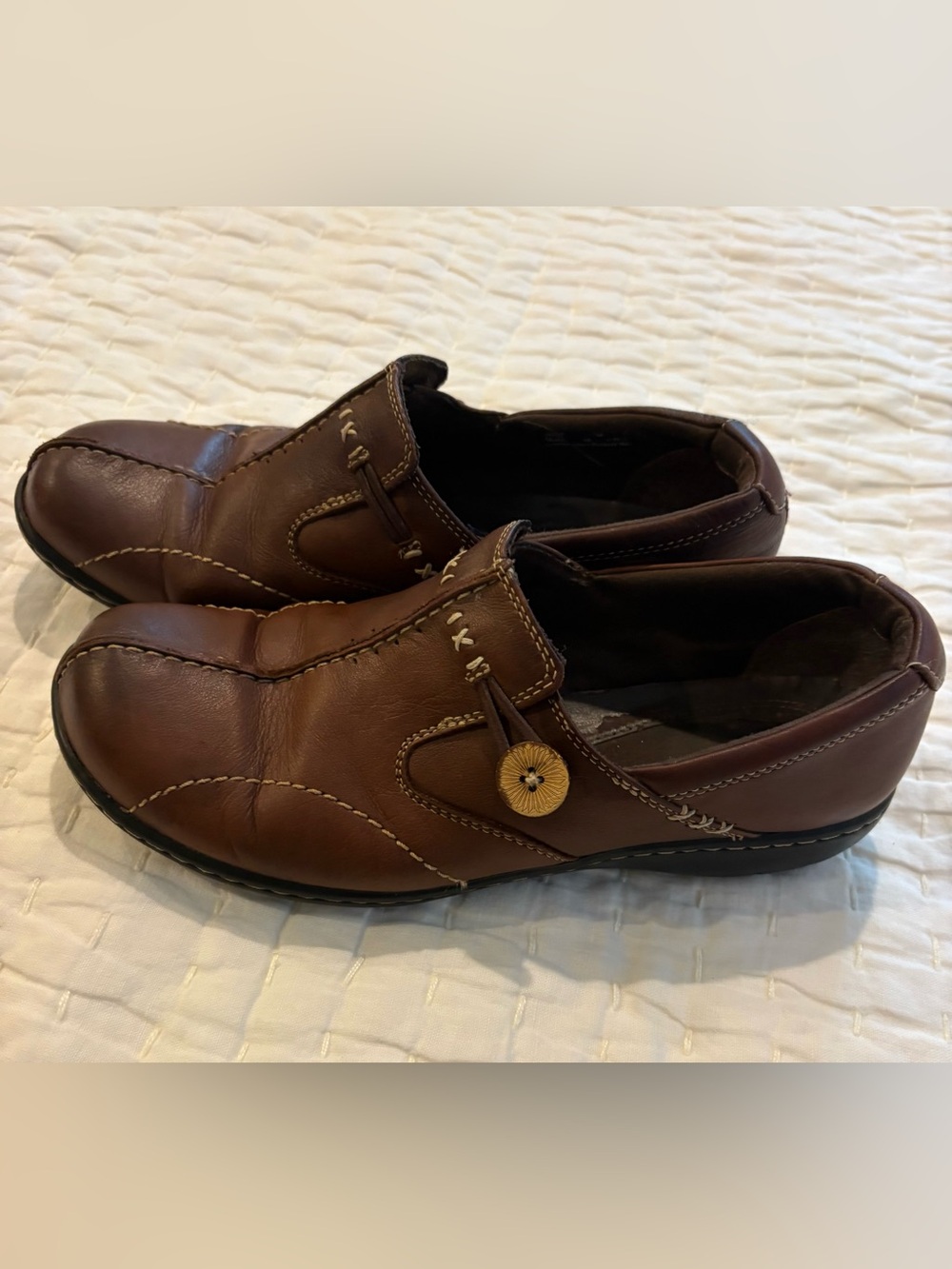 Clarks  Brown Leather Comfort Shoes Women’s 8M